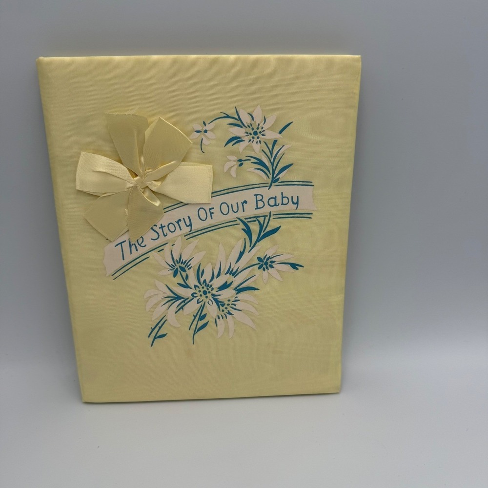 Vintage 1949 Sanitoy The Story of Our Baby Memory Book Yellow Fabric Cover Boxed